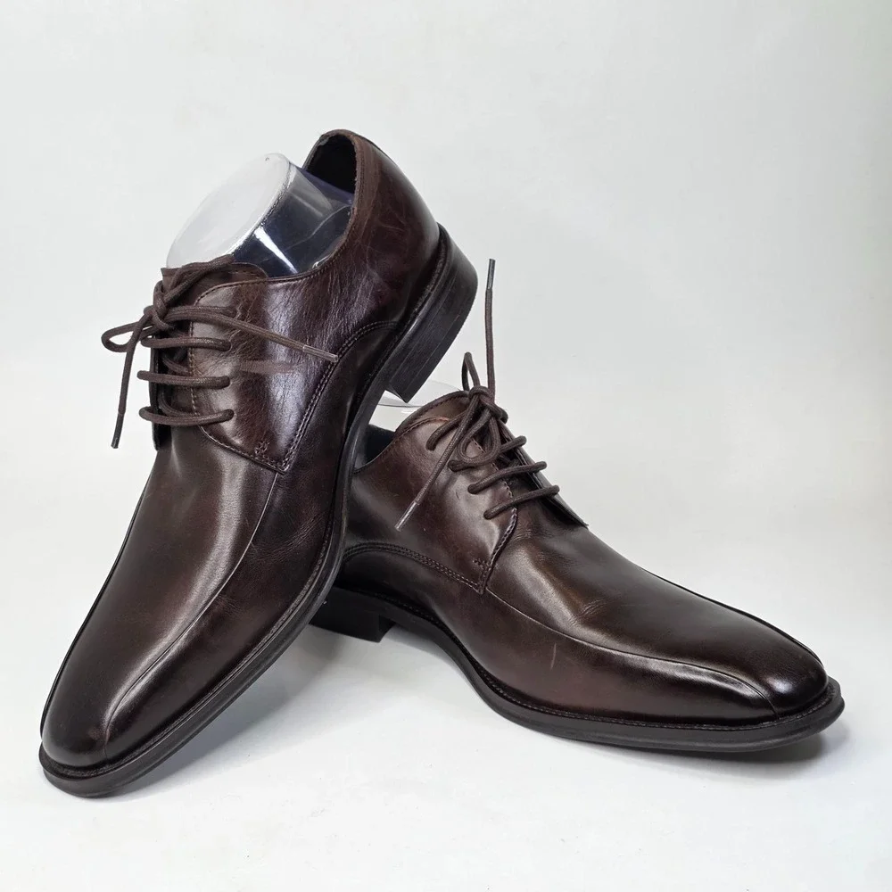 Kenneth Cole Reaction Dress Oxford Shoes Men's Size 9 Dark Brown Leather Classic